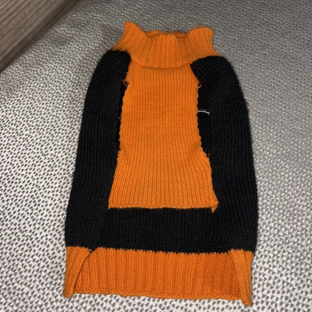 Dog Pet Pumpkin Jack o lantern Sweater‎ Black Orange Small